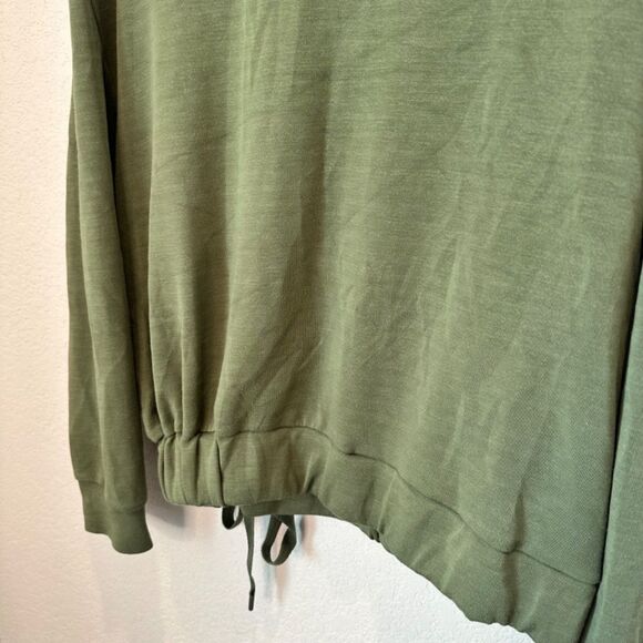 Magaschoni Green Stretchy Jersey Knit Crew Neck Tie Waist Sweatshirt - Size S - Picture 6 of 6